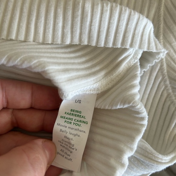 AERIE American Eagle FIRESIDE LONG SLEEVE HENLEY T-SHIRT large white - Picture 9 of 9